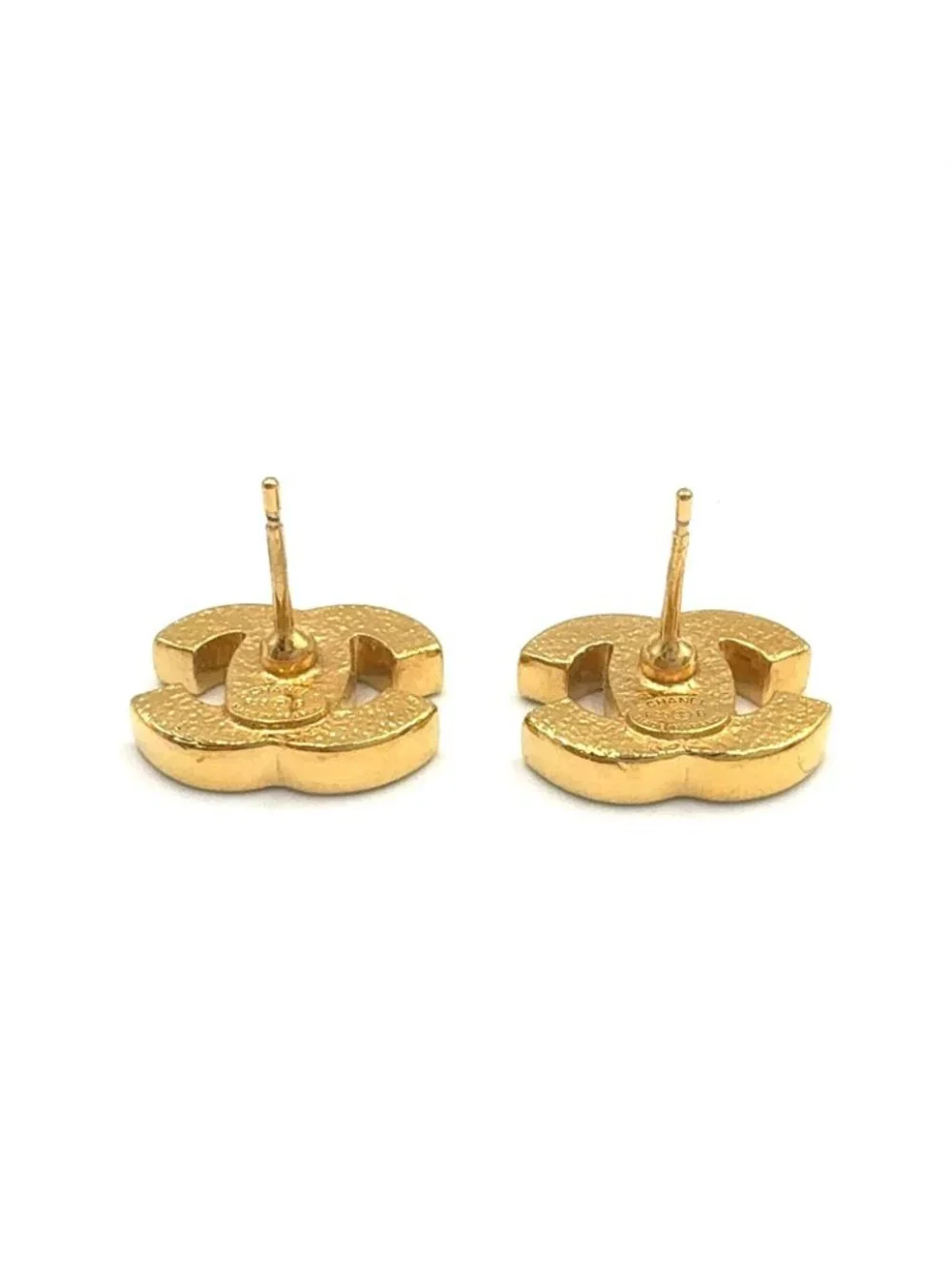 Chanel CC Logo Rhinestone Enamel Clear Gold Black Earrings